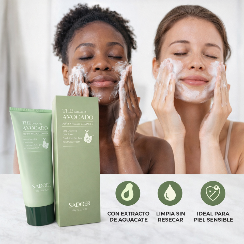 SADOER Limpiador Facial con Extracto de Aguacate 100g – Hidratación y Limpieza Profunda