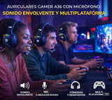 Auriculares Gamer A36 con Micrófono – Sonido Envolvente y Multiplataforma